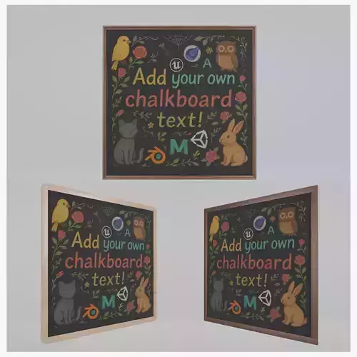 Classic Wall-Mounted Square Blackboard Set 3D Model Collection