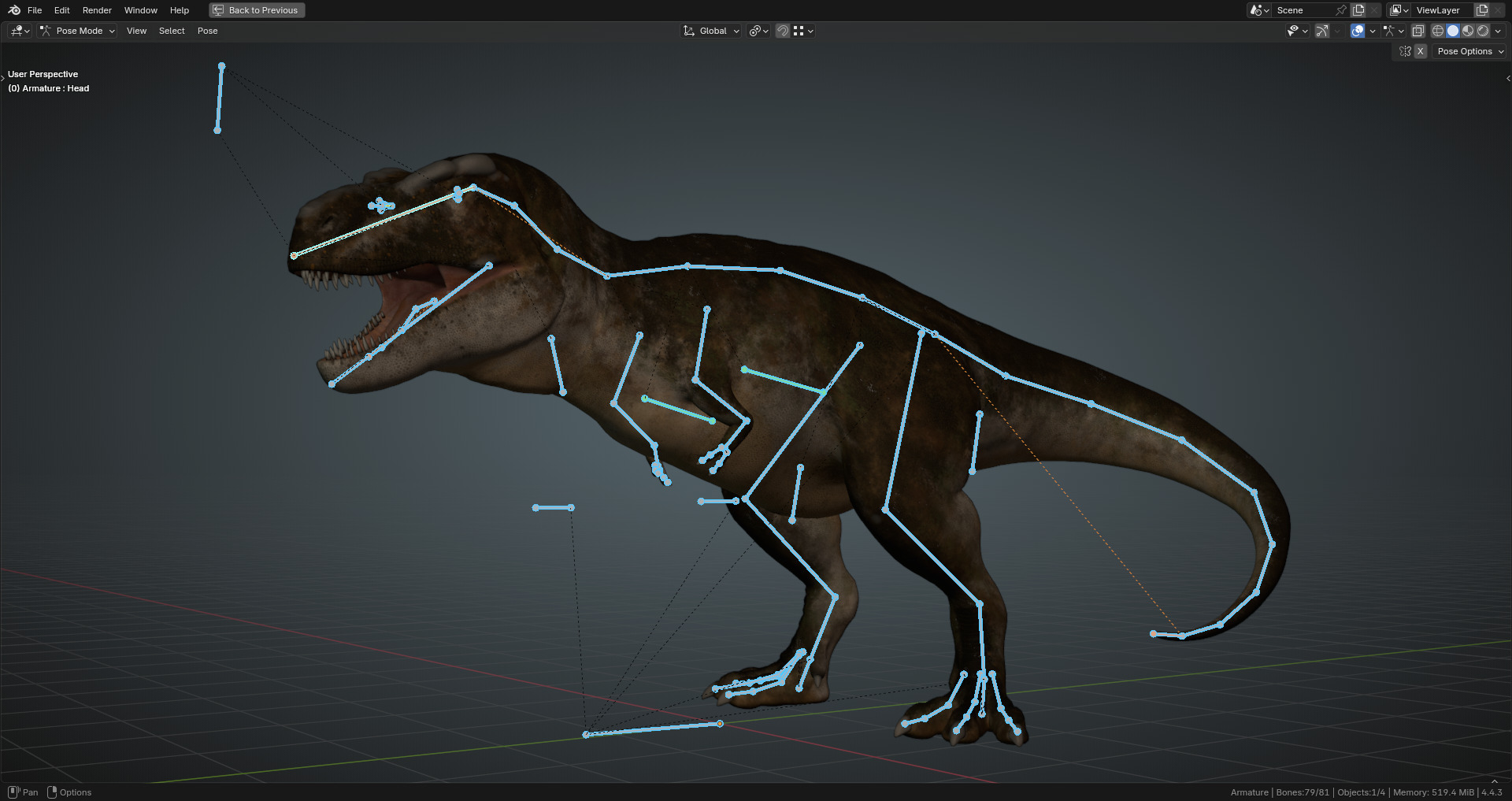 Accurate - Tyrannosaurus rex RIG Low-poly 3D model_22