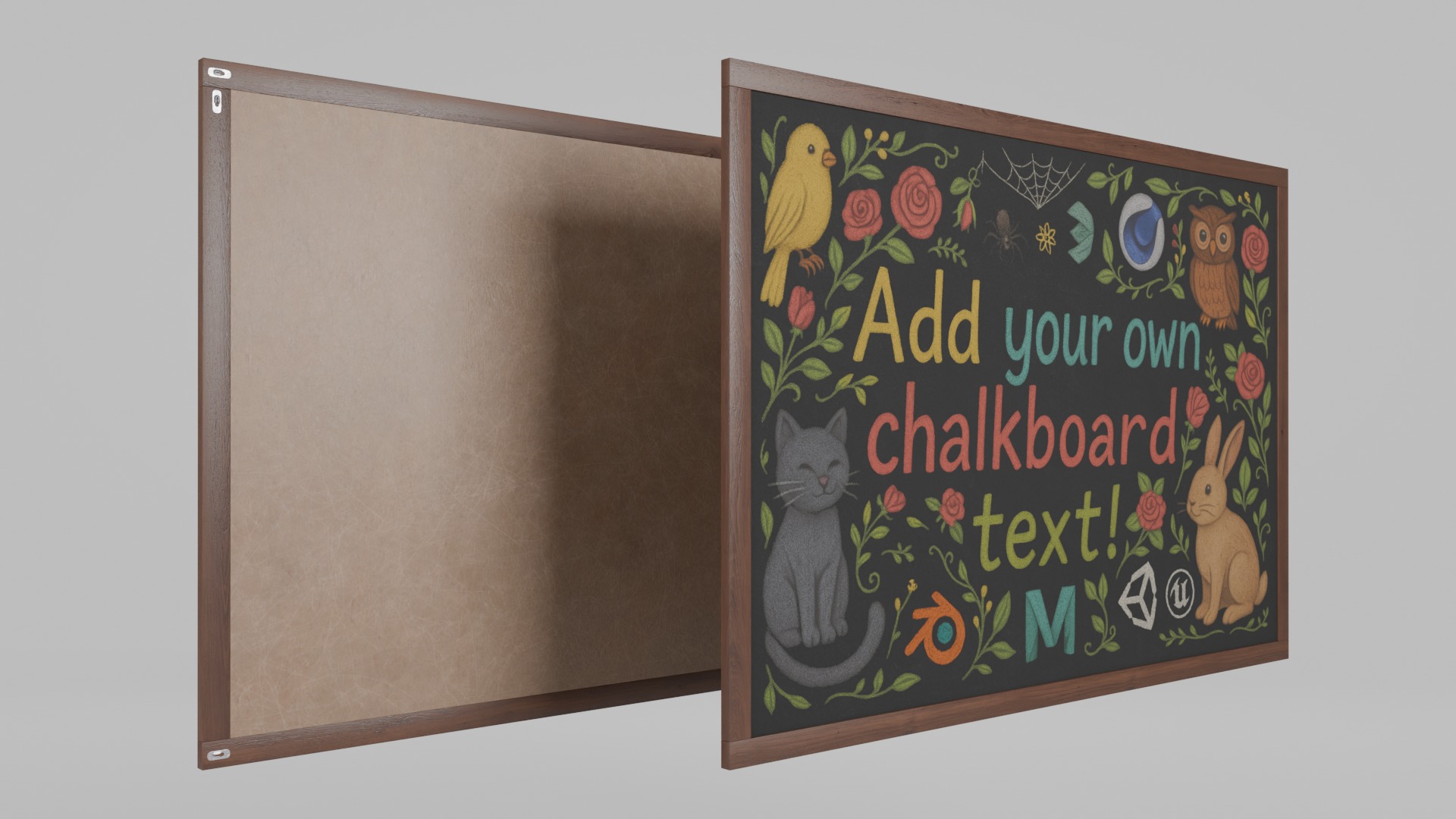 Wall-Mounted Blackboard - Standard Style Set 3D Model Collection_12