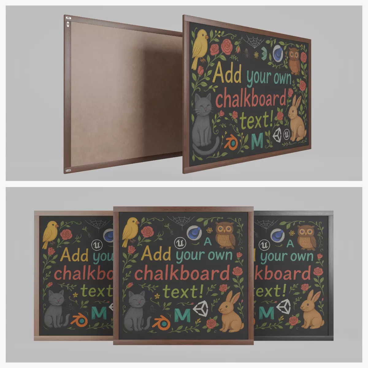 Wall-Mounted Blackboard - Standard Style Set 3D Model Collection_0