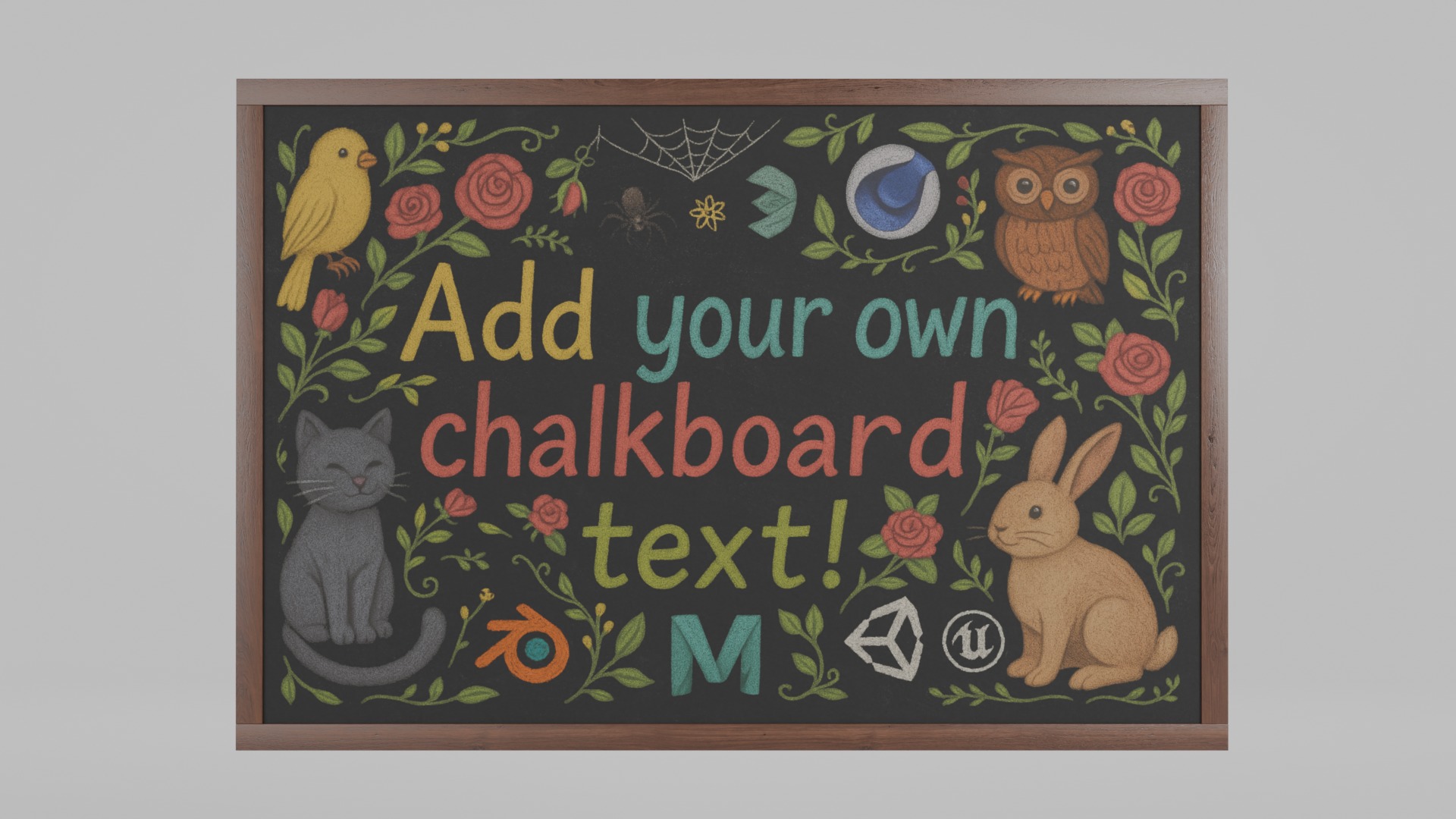 Wall-Mounted Blackboard - Standard Style Set 3D Model Collection_10