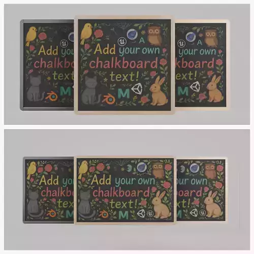 Wall-Mounted Blackboard - Round-Edge Style Set 3D Model Collection