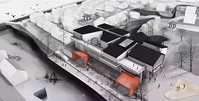 Modern exhibition hall museum building