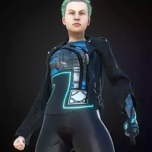 Rigged Man Cyberpunk Character