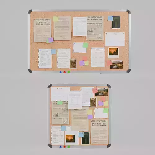 Metal Wall Corkboard Duo - Customizable Pin Board Set 3D Model Collection