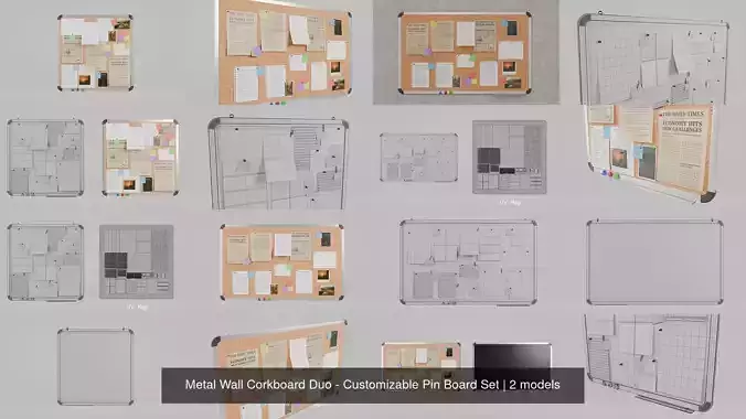 Metal Wall Corkboard Duo - Customizable Pin Board Set