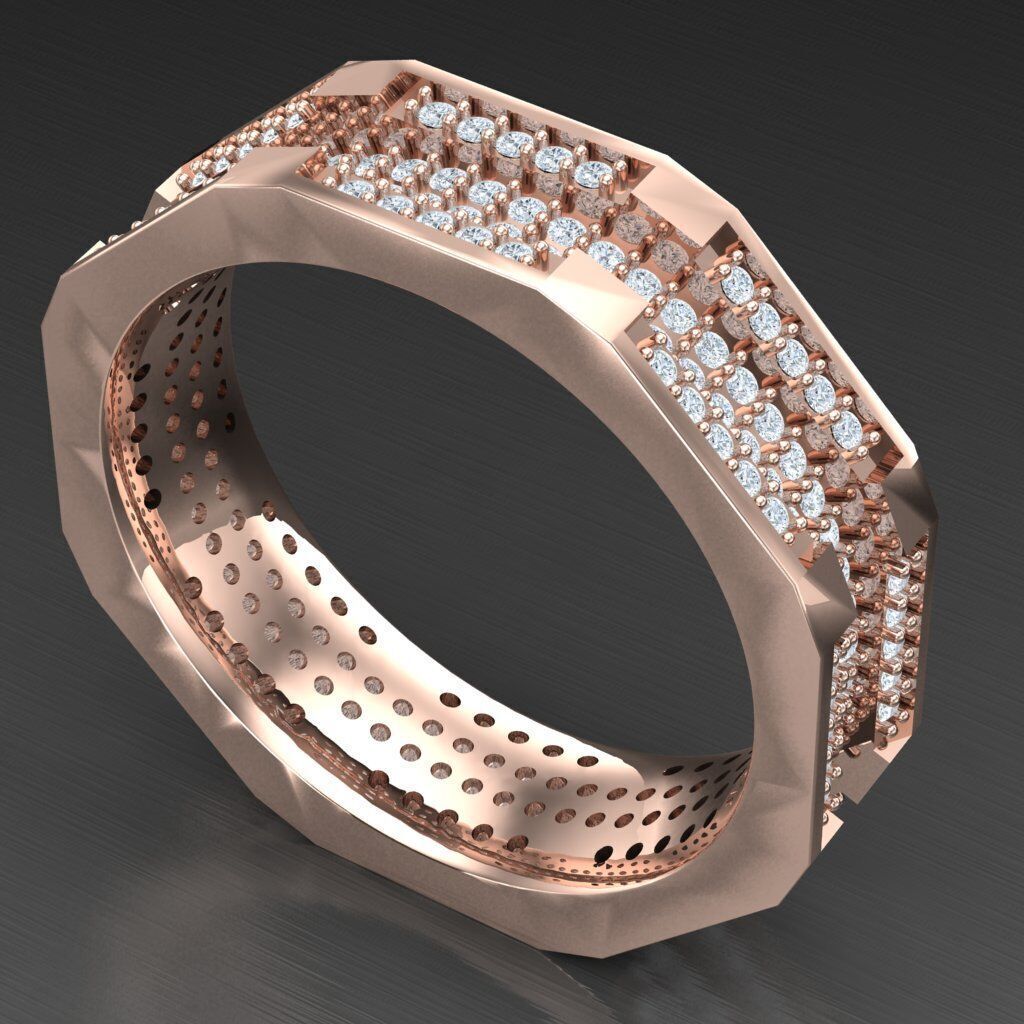 Top Diamond Men Ring STL 3DM 2MR095 3D print model_6