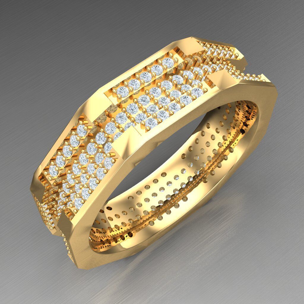 Top Diamond Men Ring STL 3DM 2MR095 3D print model_2