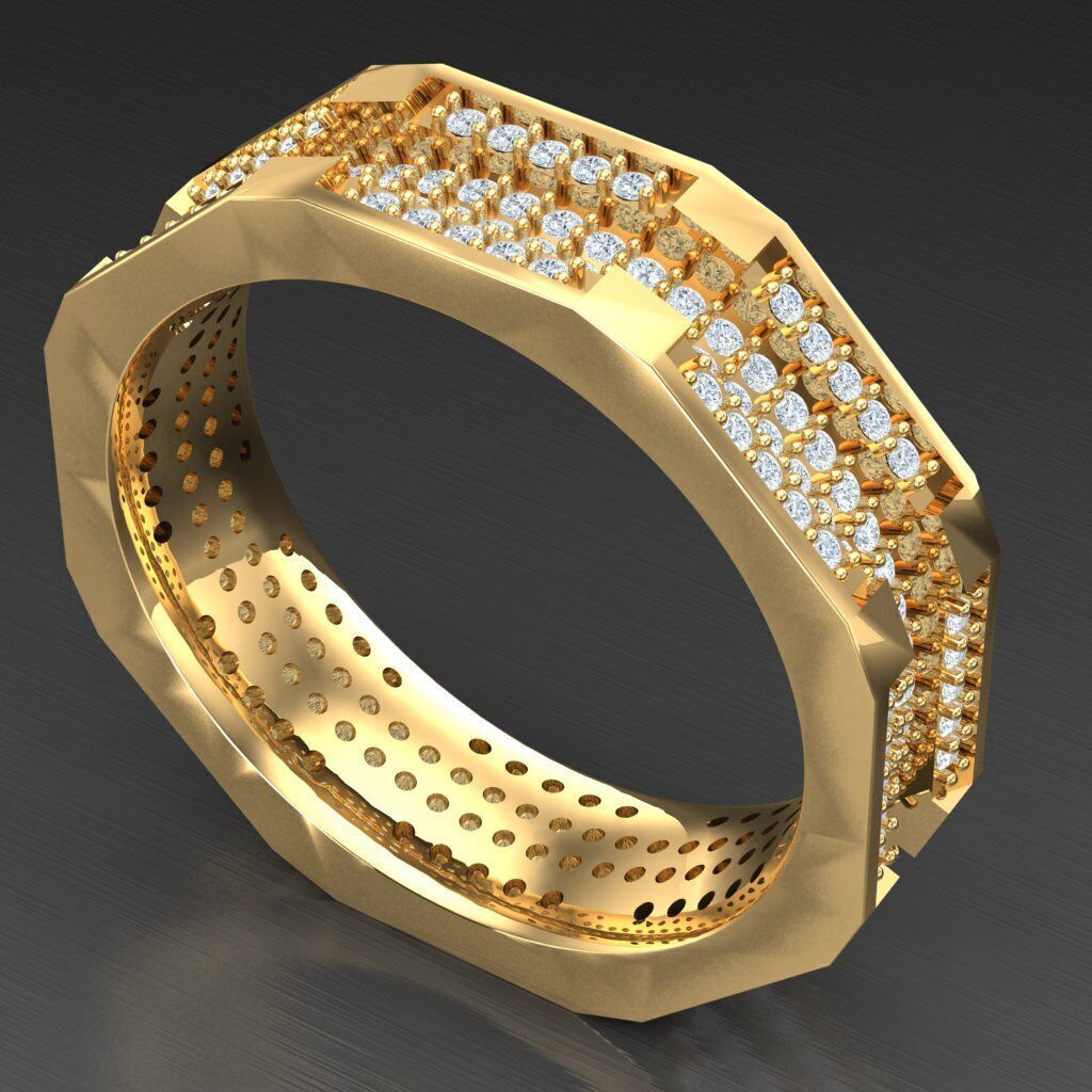 Top Diamond Men Ring STL 3DM 2MR095 3D print model_7