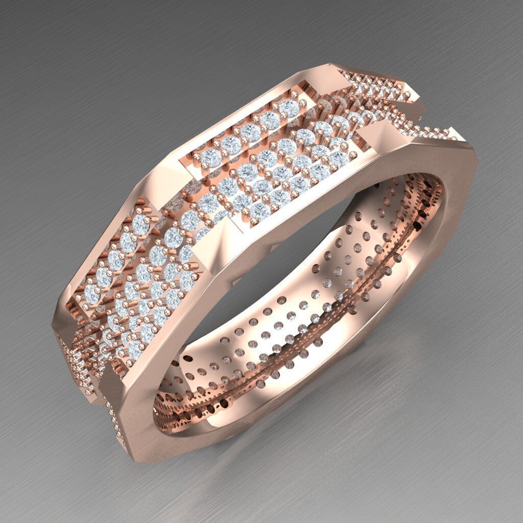 Top Diamond Men Ring STL 3DM 2MR095 3D print model_10