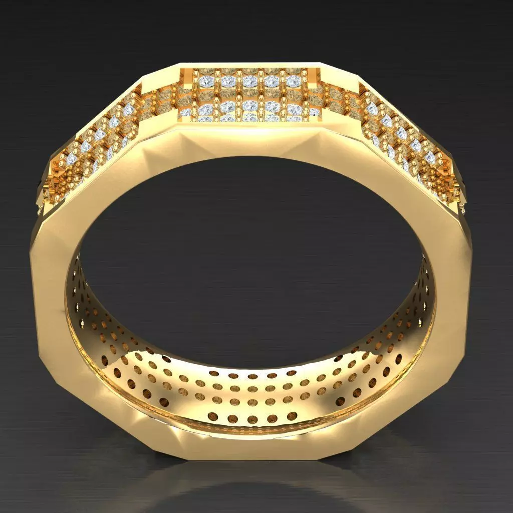 Top Diamond Men Ring STL 3DM 2MR095 3D print model_0