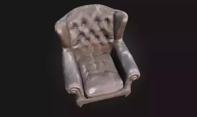 Worn Leather Armchair  Comfort Etched in Time