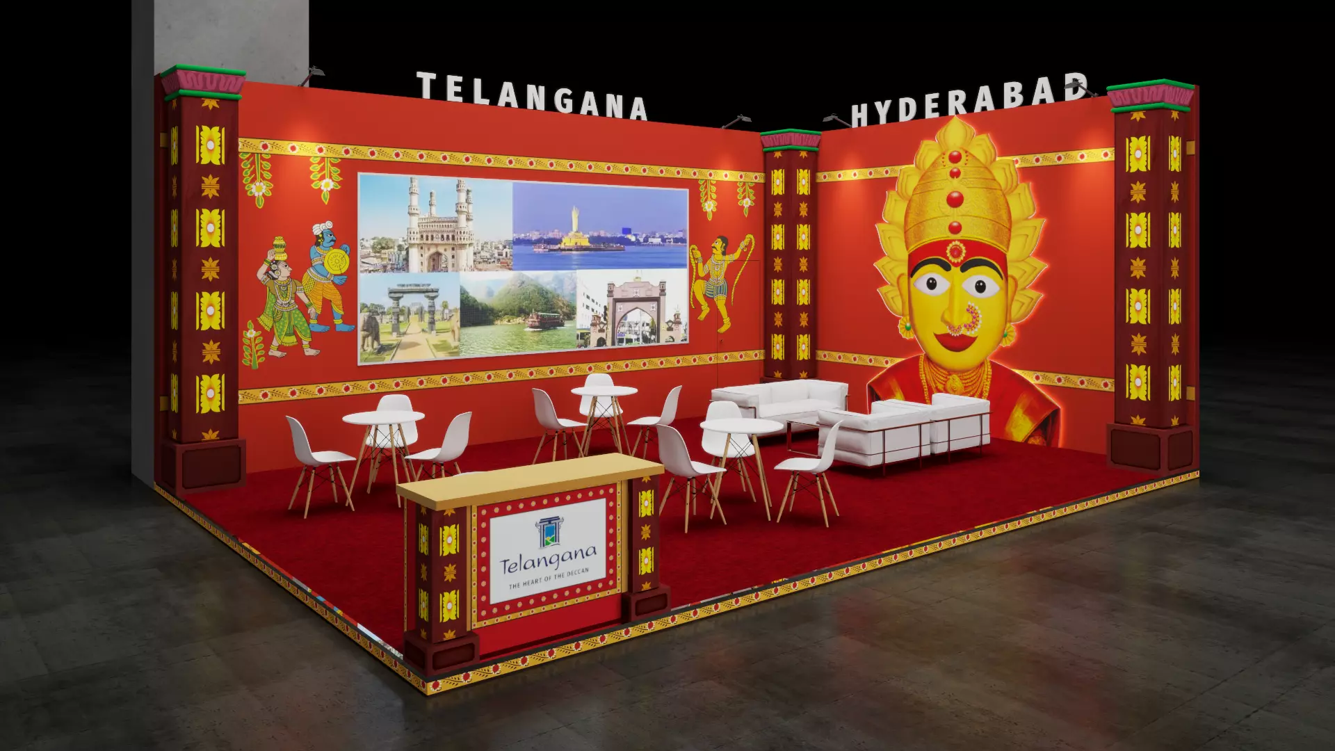 Exhibition Stand 8500x7000 2Sides D1V1 3D model Free 3D model