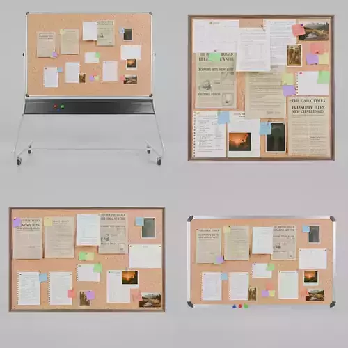 Office Essentials Corkboard Set - Customizable Pin Boards 3D Model Collection