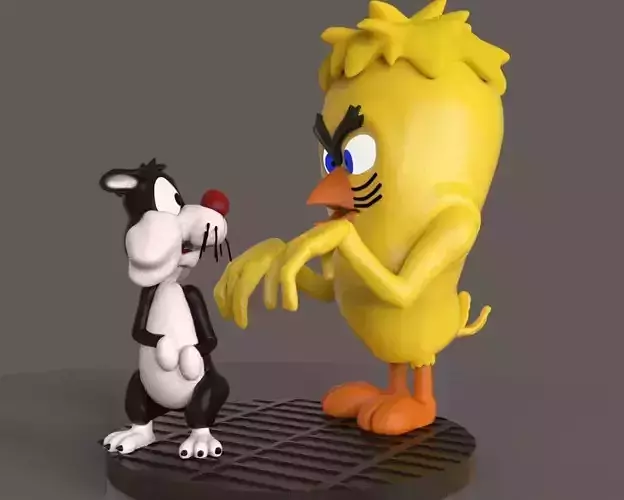 Sylvester and Tweety Bird 3D print model