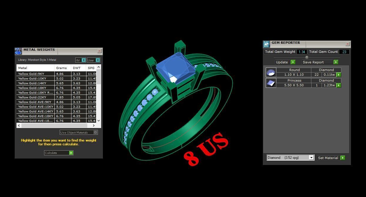 Top Diamond Men Ring STL 3DM 2MR070 3D print model_3