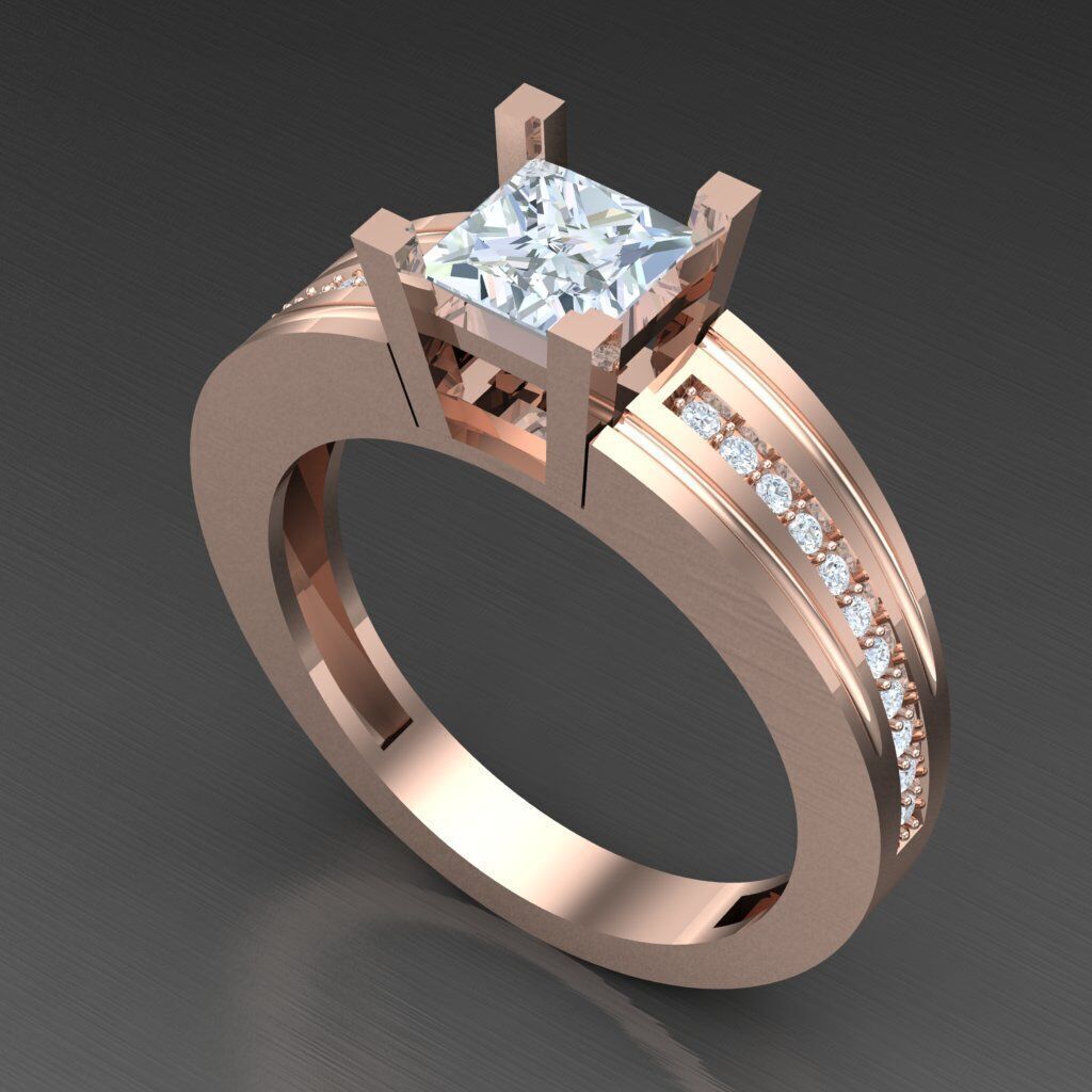 Top Diamond Men Ring STL 3DM 2MR070 3D print model_7