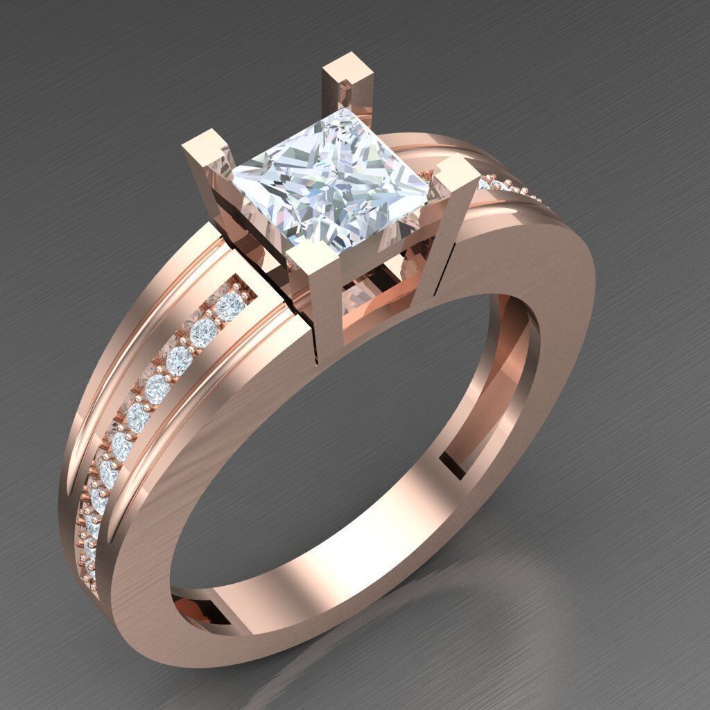 Top Diamond Men Ring STL 3DM 2MR070 3D print model_5