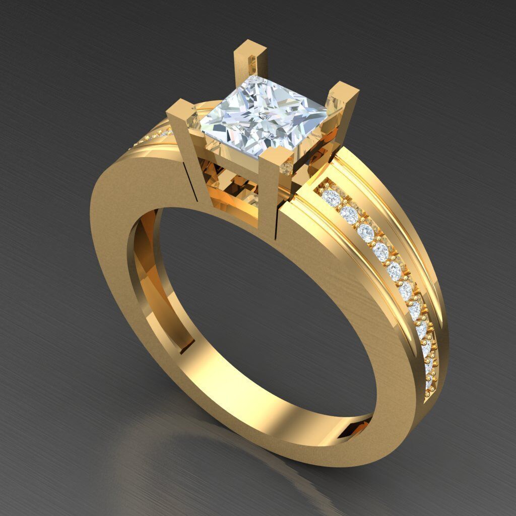 Top Diamond Men Ring STL 3DM 2MR070 3D print model_8