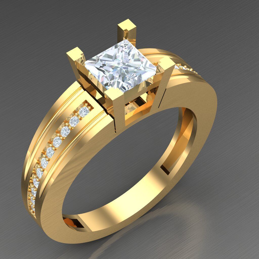 Top Diamond Men Ring STL 3DM 2MR070 3D print model_1