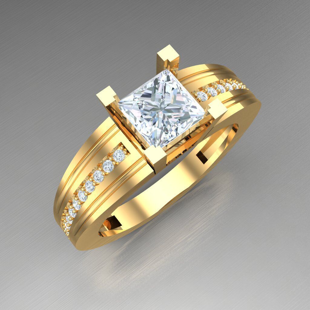 Top Diamond Men Ring STL 3DM 2MR070 3D print model_2