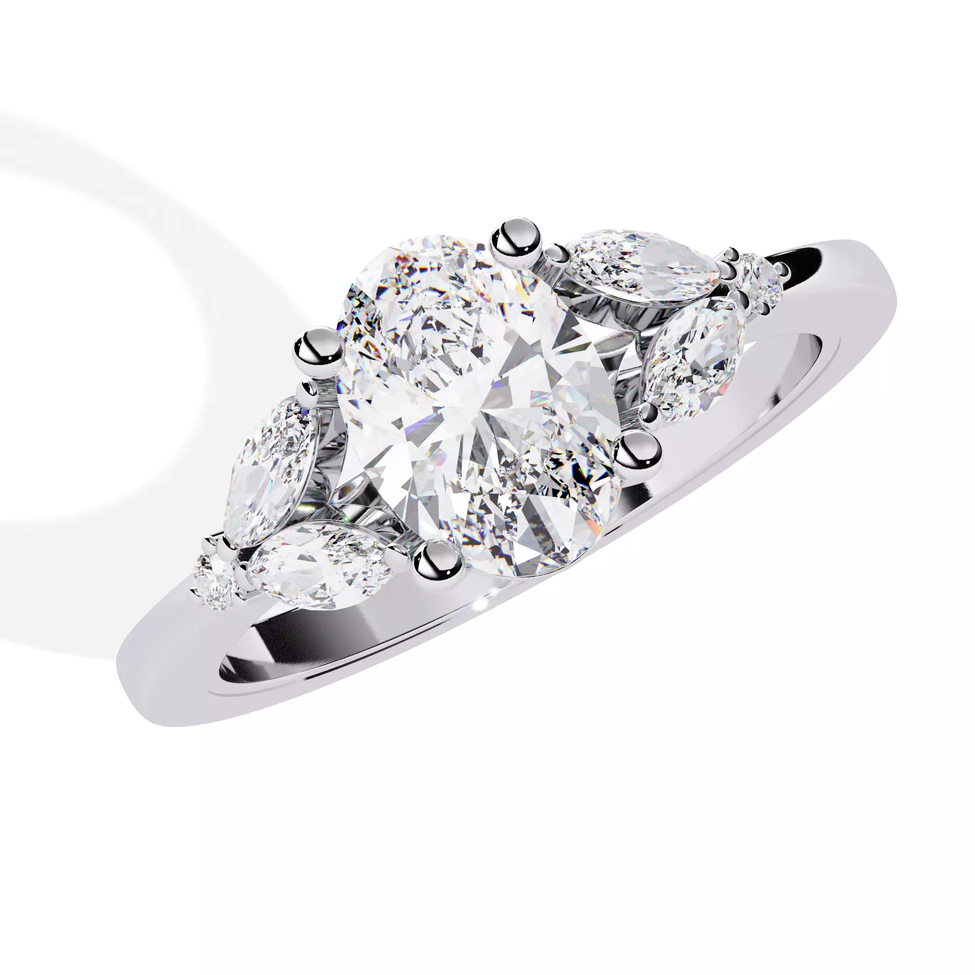 OVAL DIAMOND RING -CAD-008 3D print model