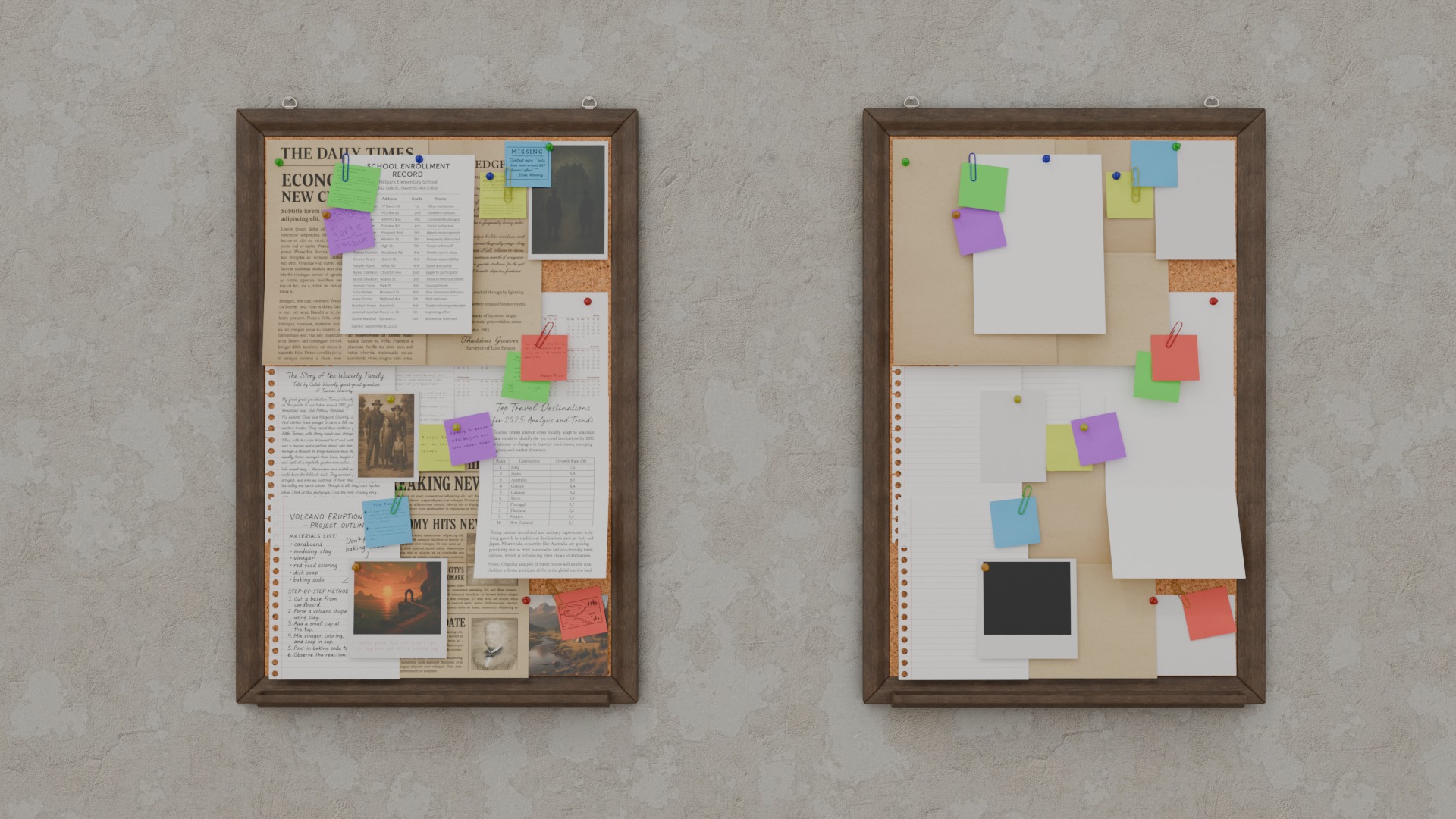 Classic Wooden Corkboard Trio - Customizable Pin Boards 3D Model Collection_22