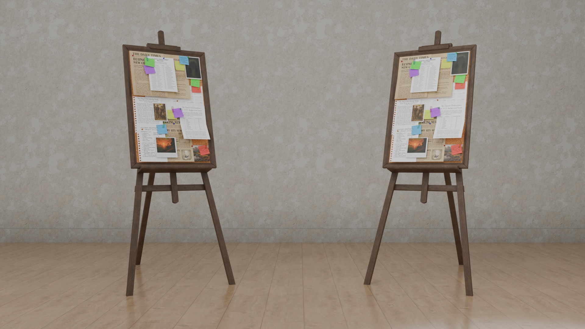 Tall Vertical Corkboard Duo - Customizable Pin Boards 3D Model Collection_16