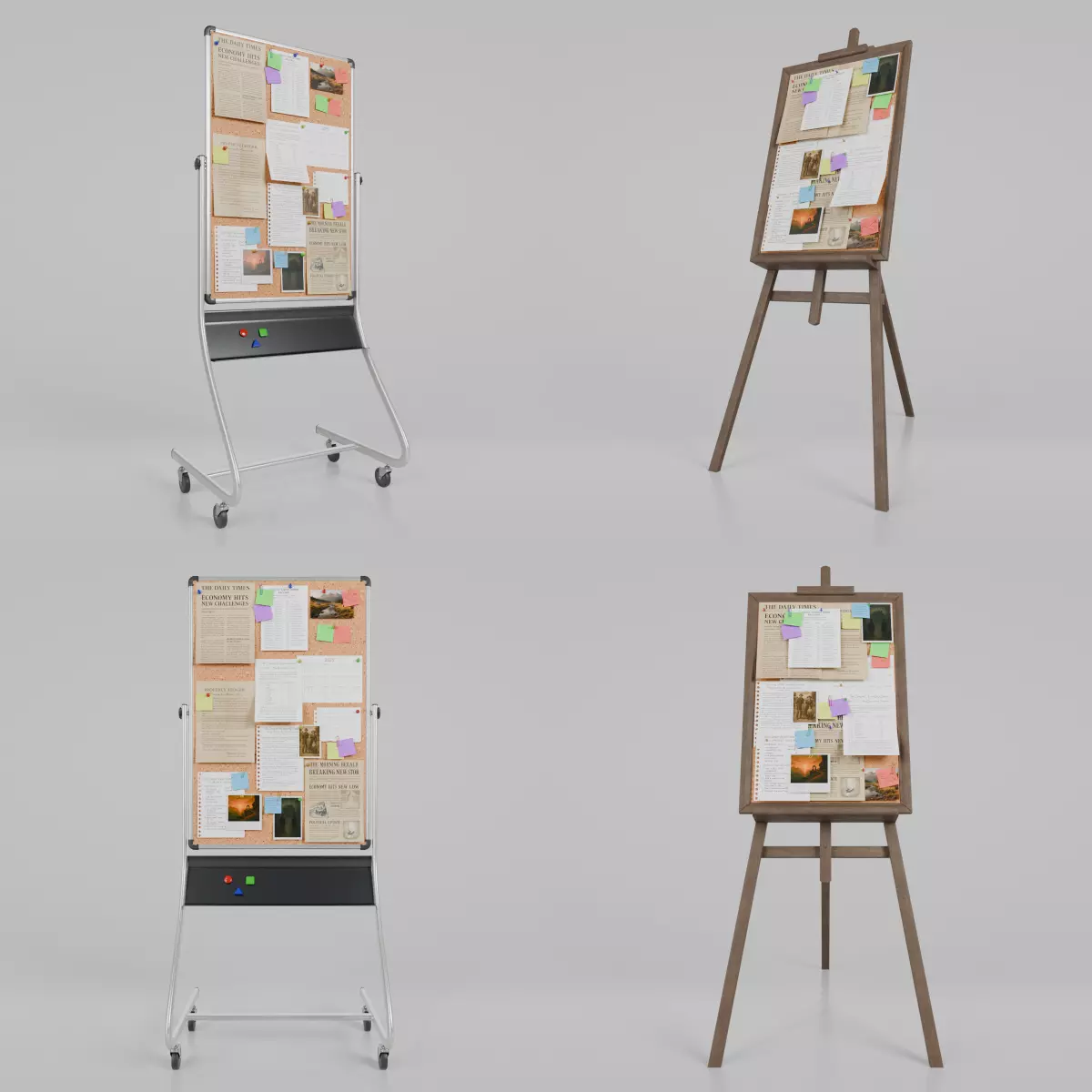 Tall Vertical Corkboard Duo - Customizable Pin Boards 3D Model Collection_0