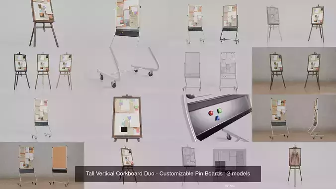 Tall Vertical Corkboard Duo - Customizable Pin Boards