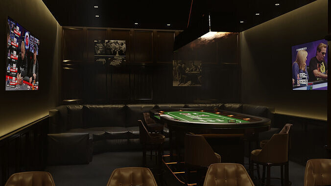 Poker Room 3D Set 3D model 5