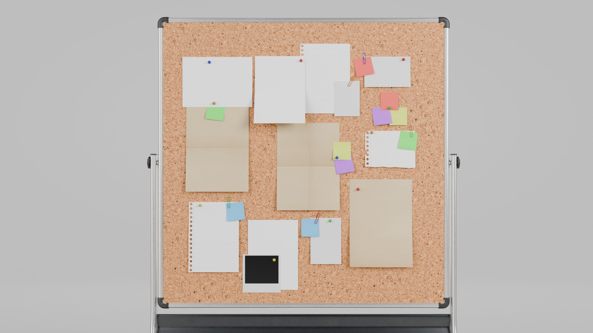 Compact Square Corkboard Trio - Customizable Pin Board Set 3D Model Collection_11