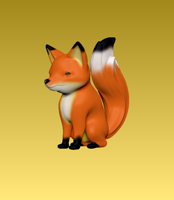 A fiery red little fox 3D model_1