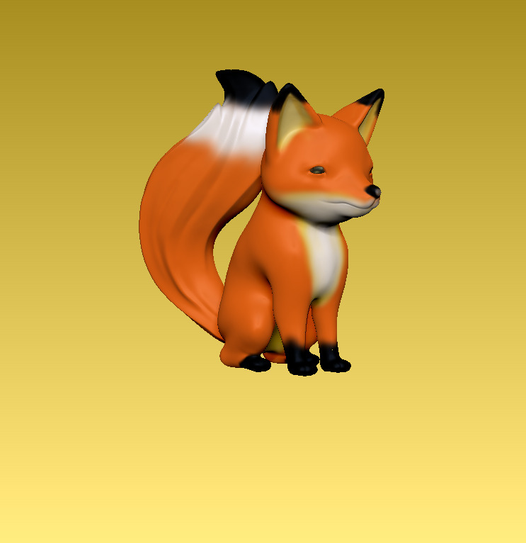 A fiery red little fox 3D model_2