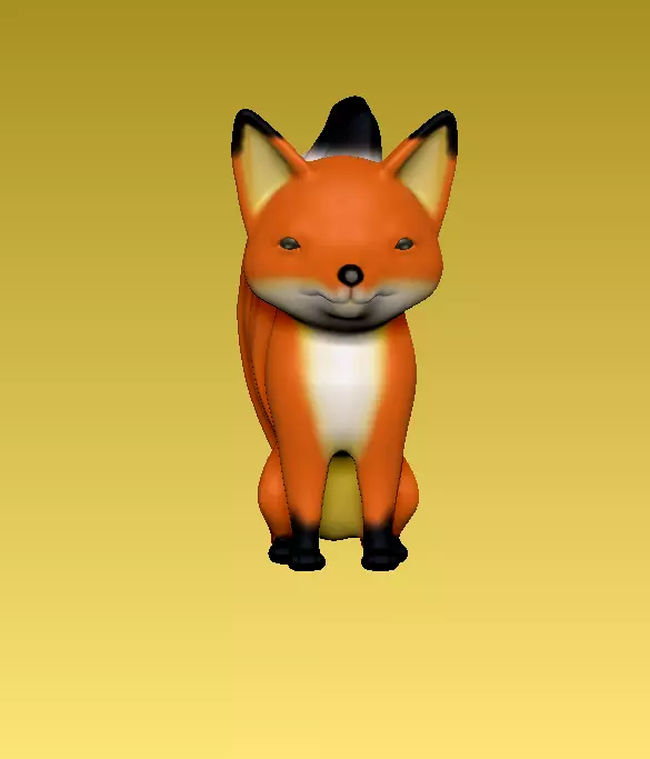 A fiery red little fox 3D model_0
