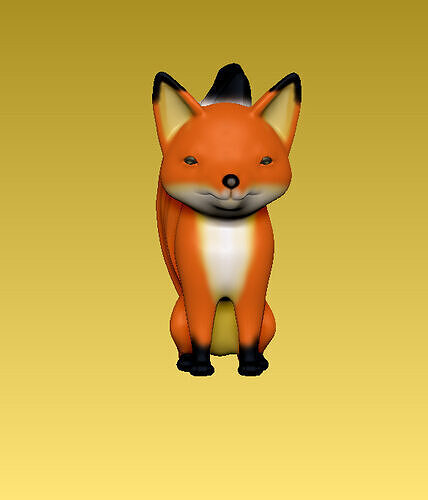A fiery red little fox 3D model