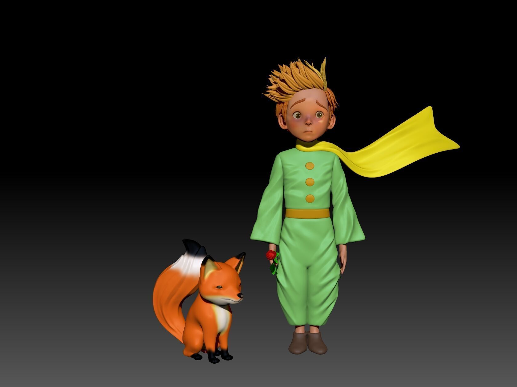 A fiery red little fox 3D print model_1