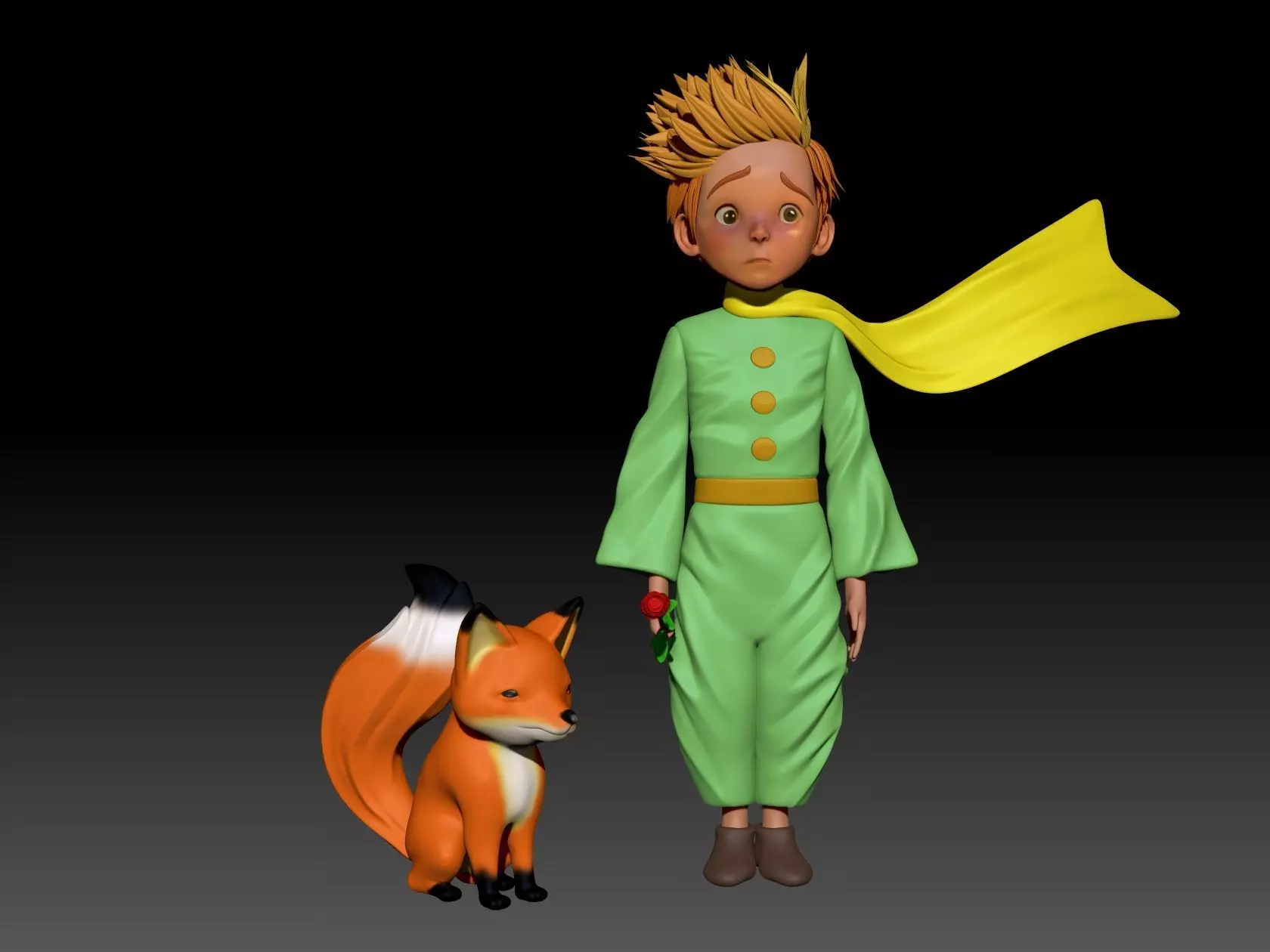 A fiery red little fox 3D print model_0