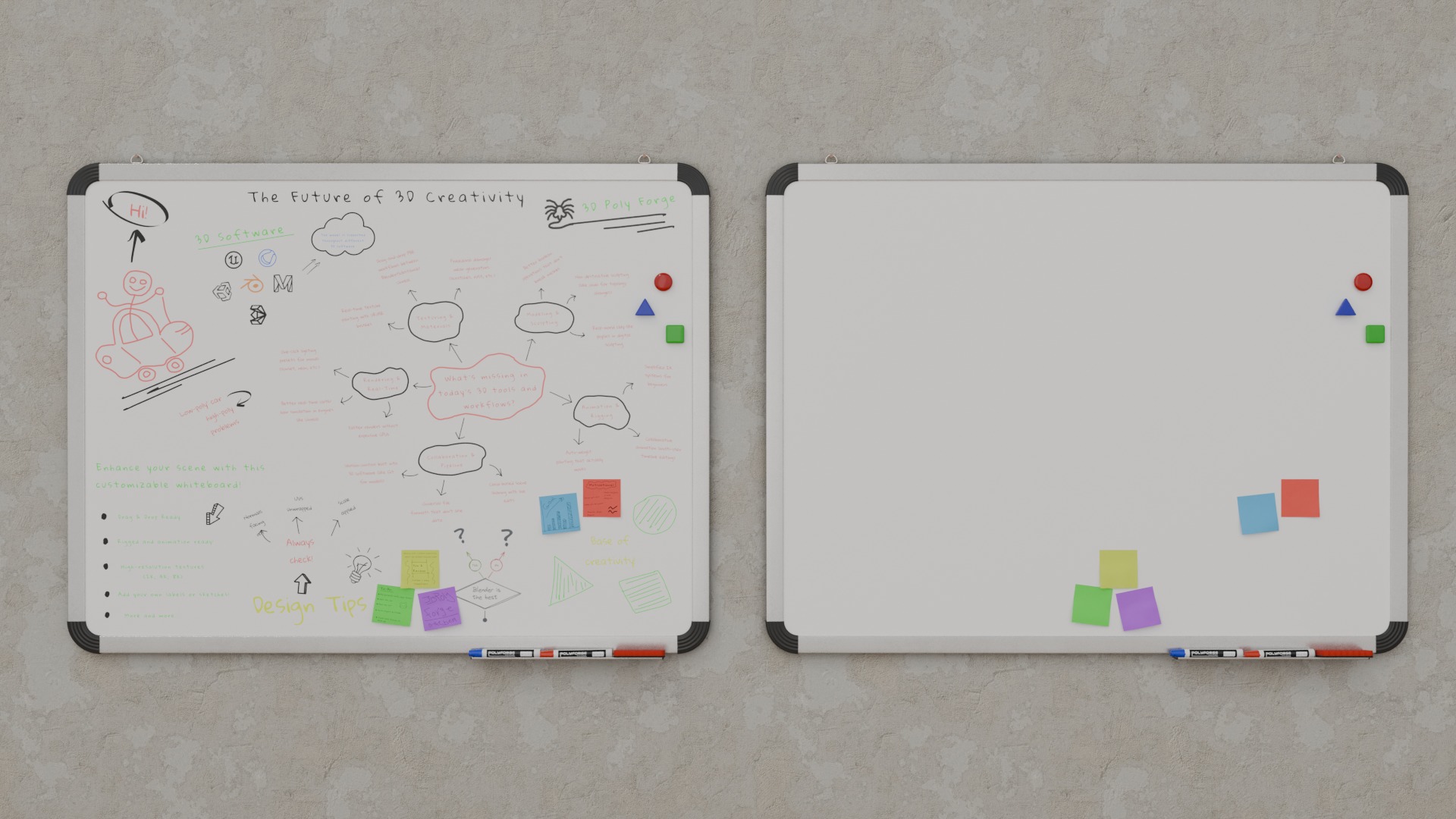 Professional Metal Whiteboard Duo - Customizable Writing Boards 3D Model Collection_8