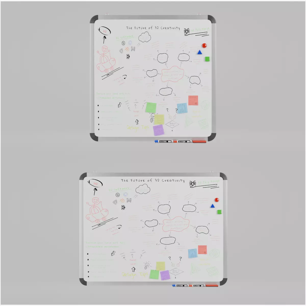 Professional Metal Whiteboard Duo - Customizable Writing Boards 3D Model Collection_0
