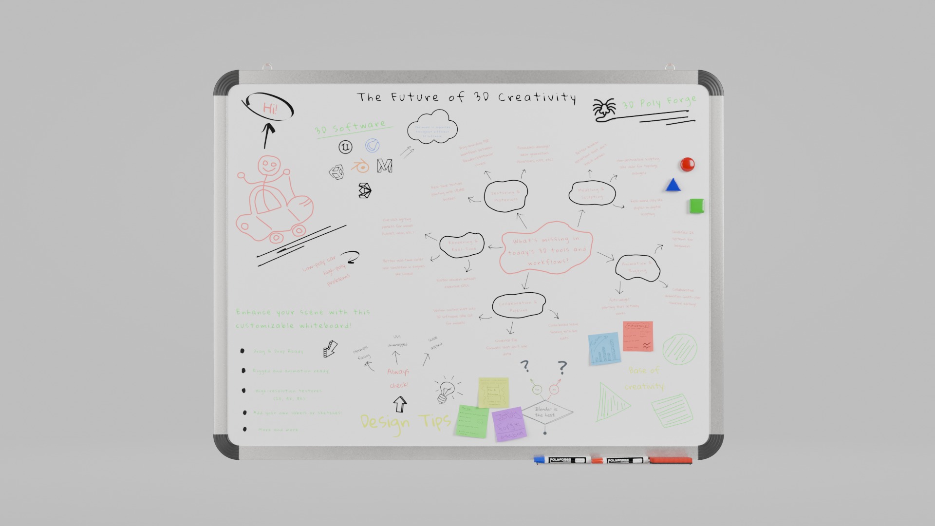 Professional Metal Whiteboard Duo - Customizable Writing Boards 3D Model Collection_4
