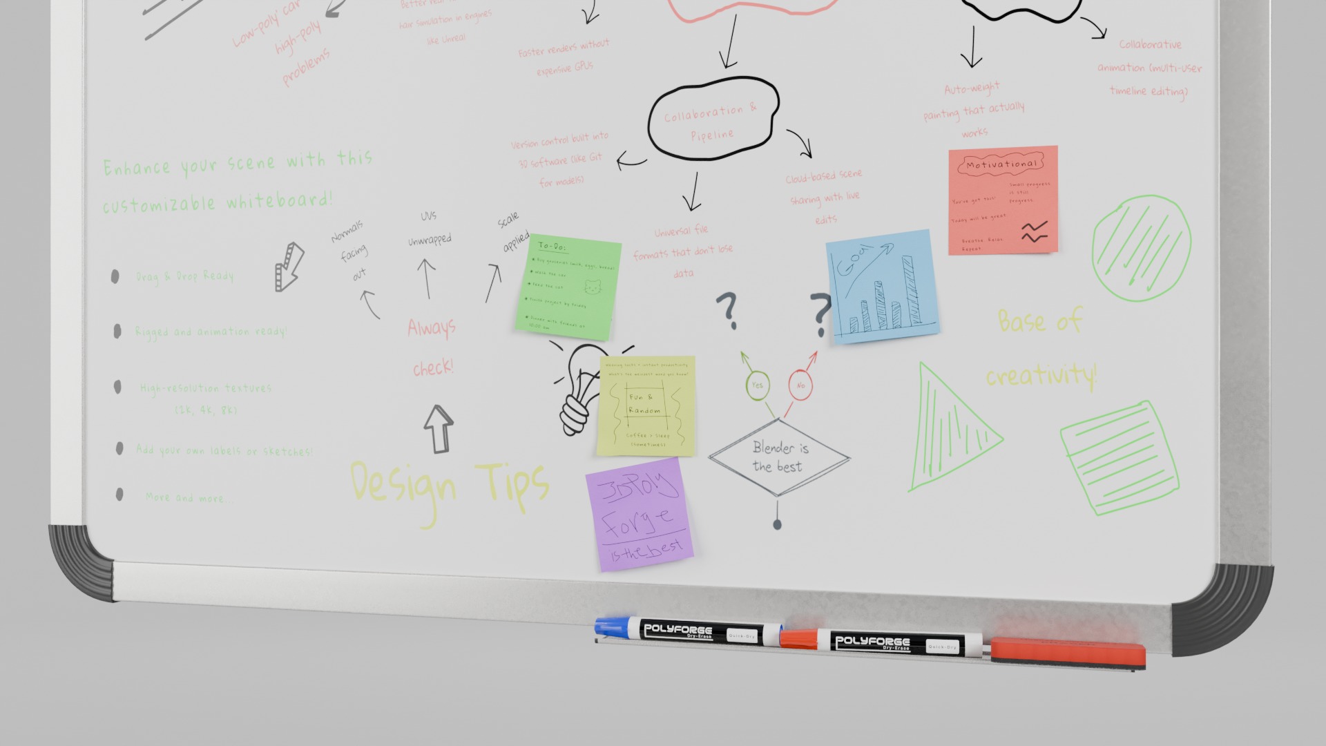 Professional Metal Whiteboard Duo - Customizable Writing Boards 3D Model Collection_17