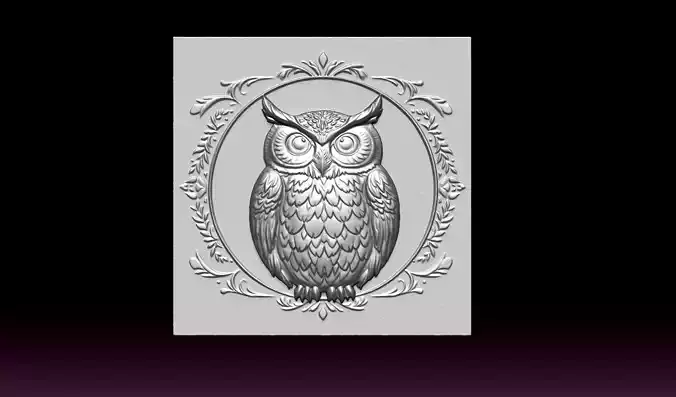 owl relief 3D print model
