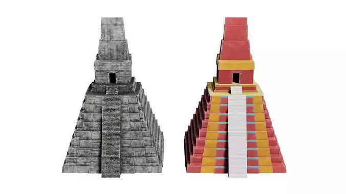 Mayan Pyramid Temple I of Tikal  Low-poly 3D model