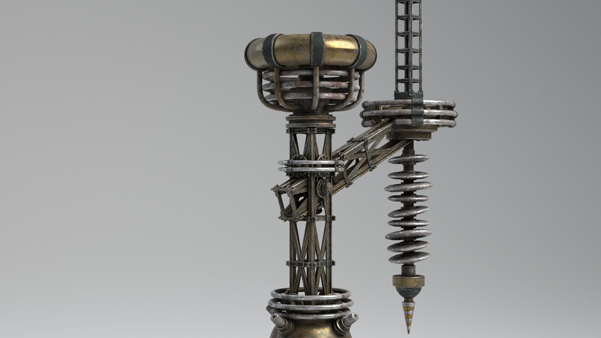 Tesla Coil corner retro 3D model_10