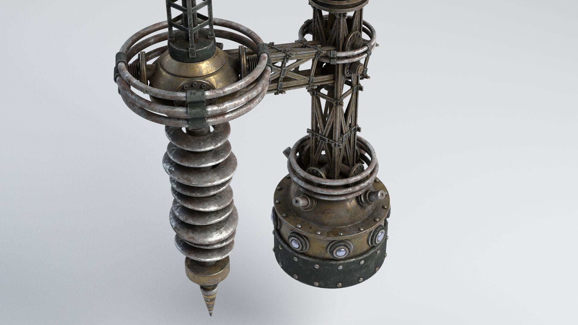 Tesla Coil corner retro 3D model_5