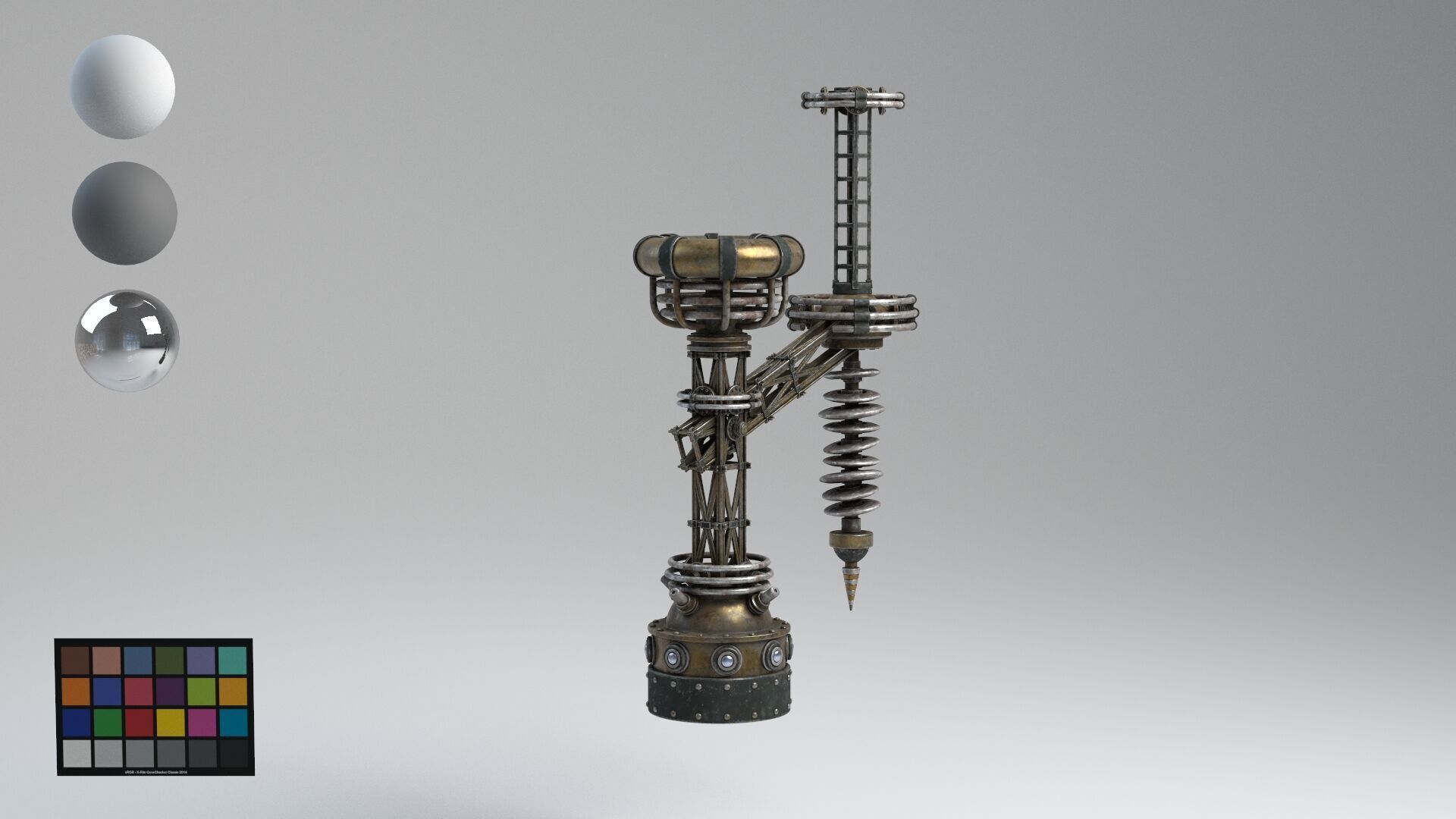 Tesla Coil corner retro 3D model_8