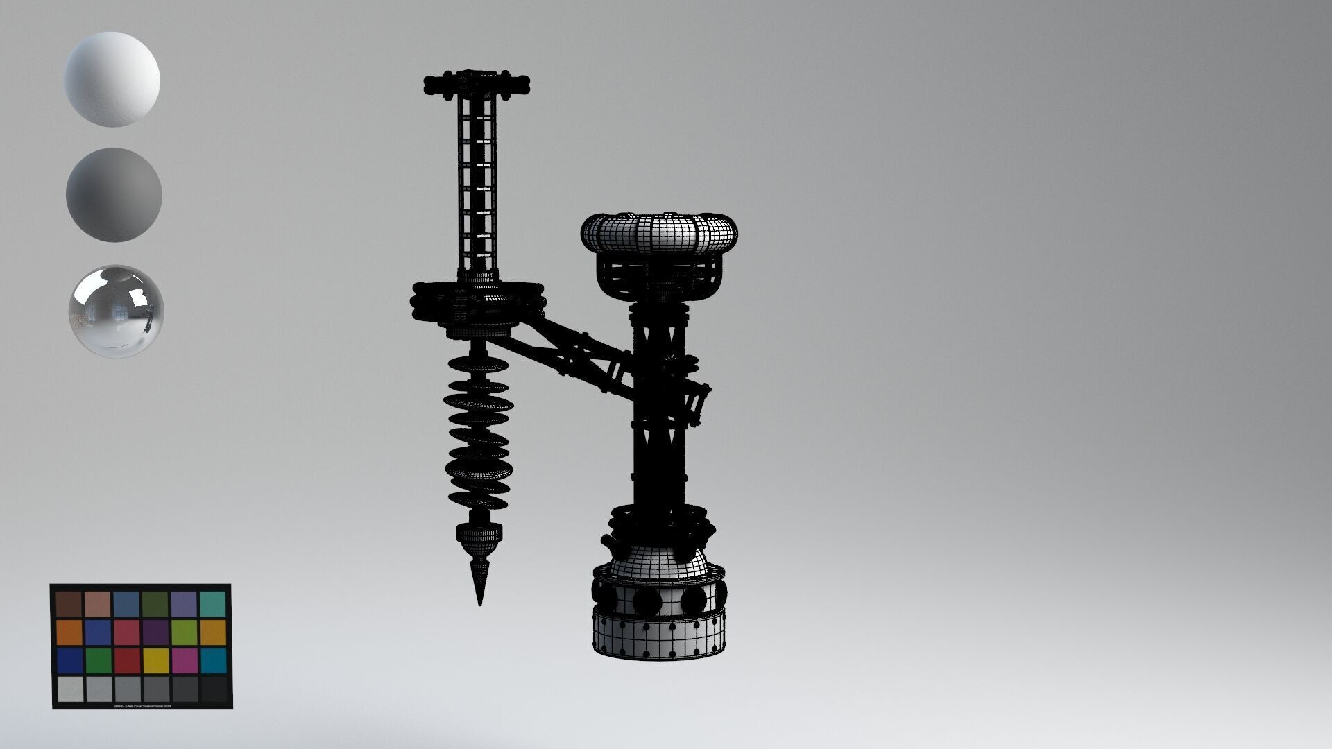 Tesla Coil corner retro 3D model_12
