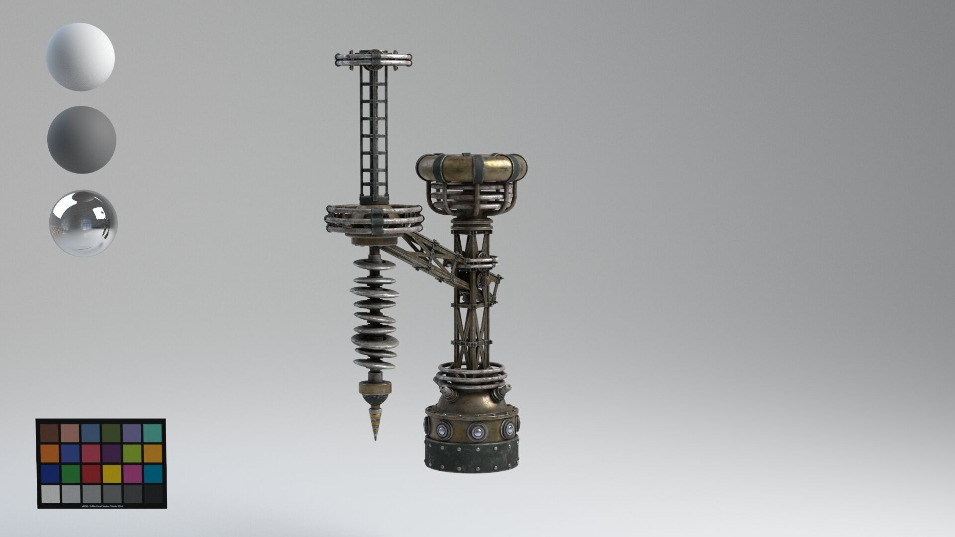 Tesla Coil corner retro 3D model_7