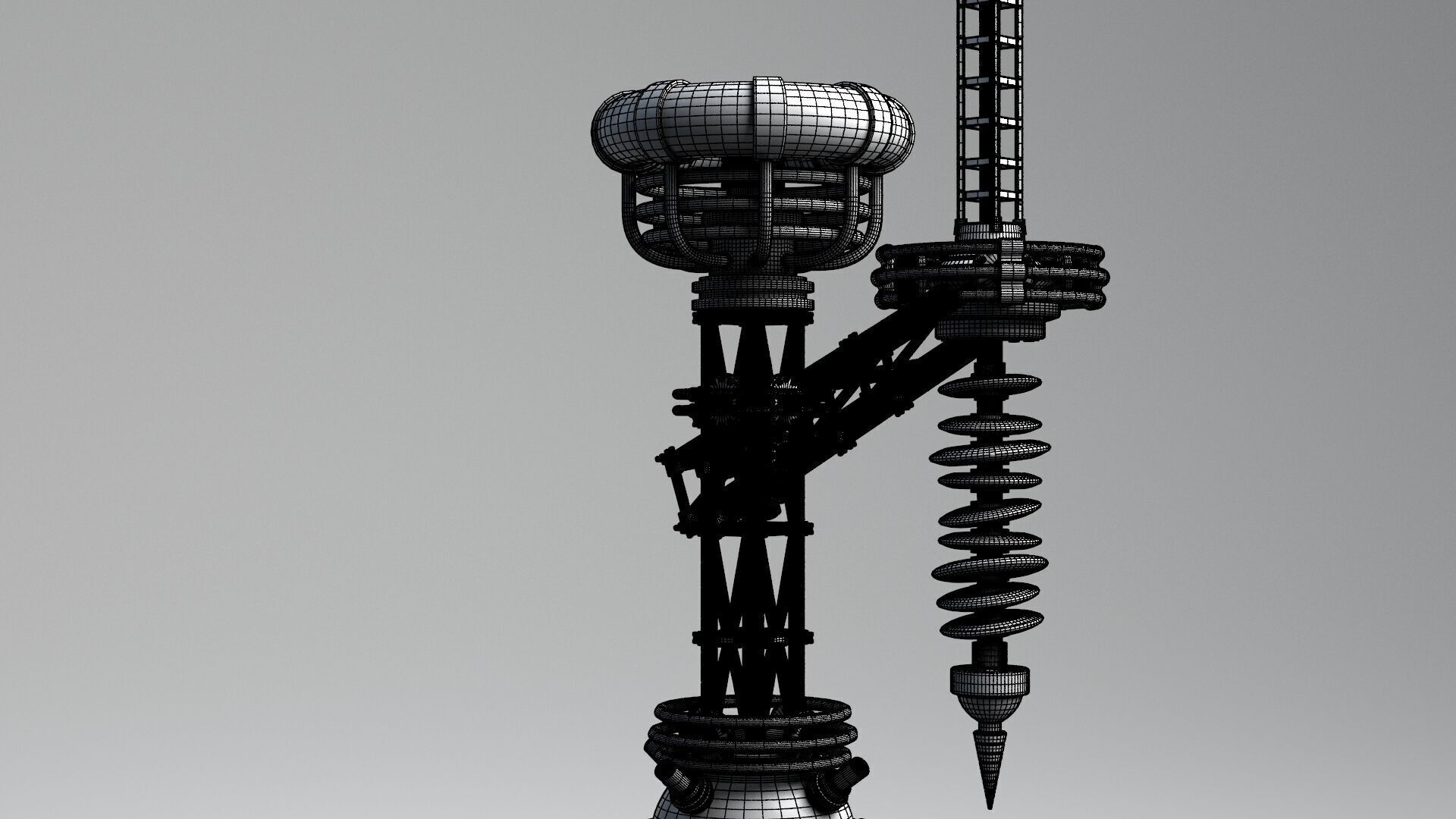 Tesla Coil corner retro 3D model_14